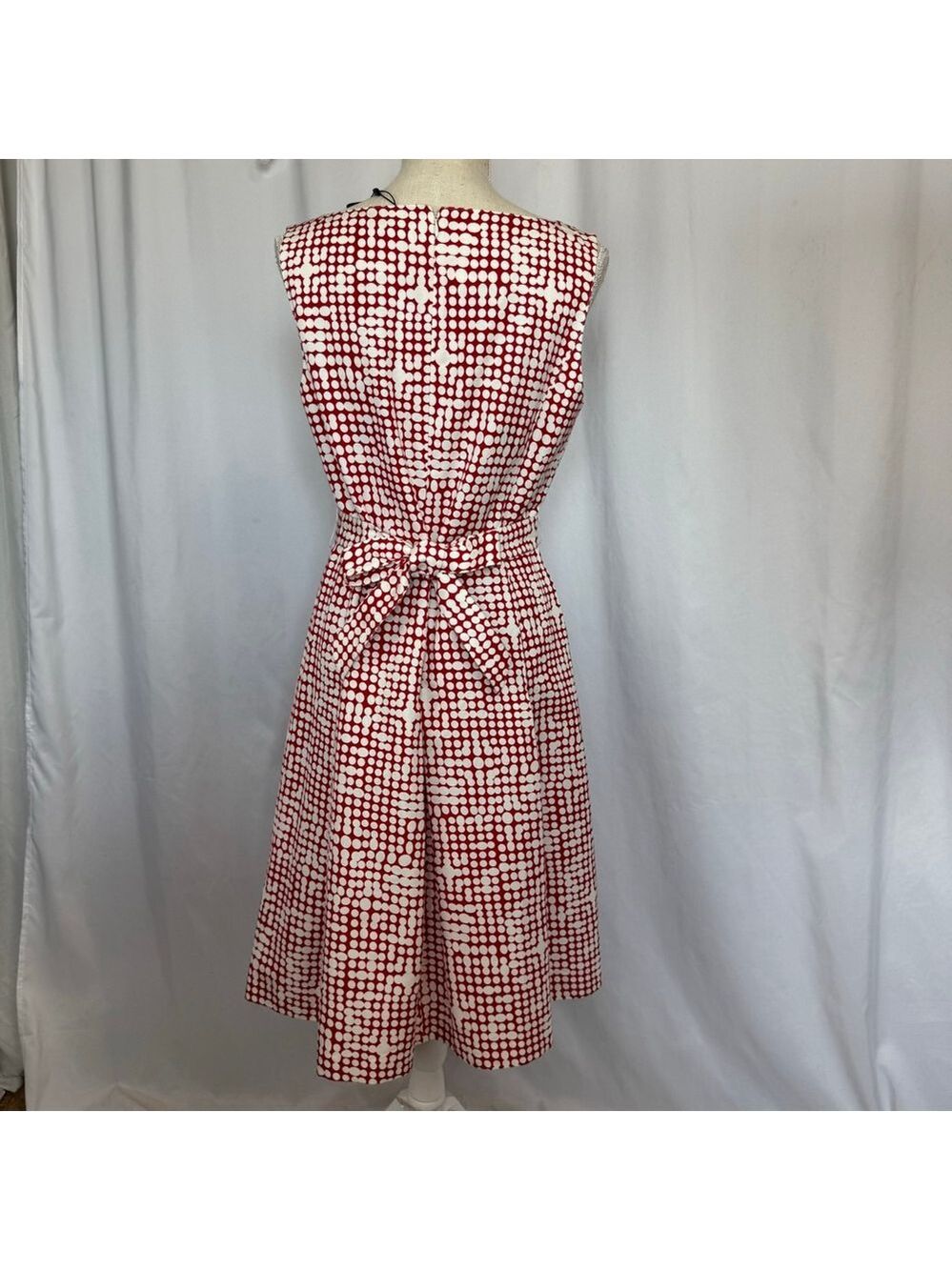St. John Collection MidiDress Women's 10 Fit & Flare Red & White Sleeveless - Picture 10 of 13